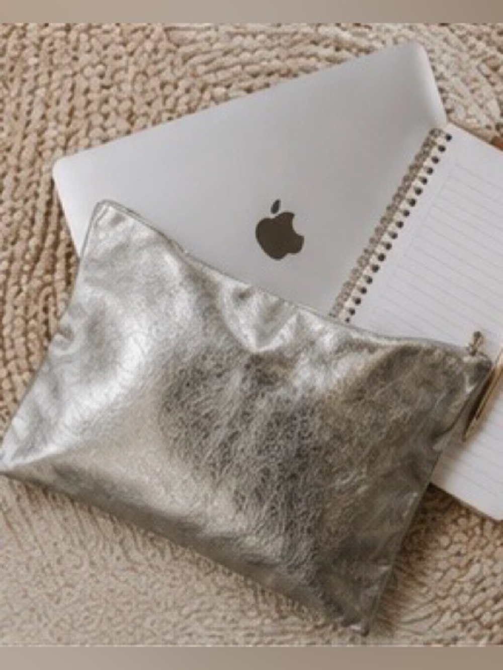 Free people metallic silver oversized clutch/ travel pouch/ statement organizer - Picture 8 of 14